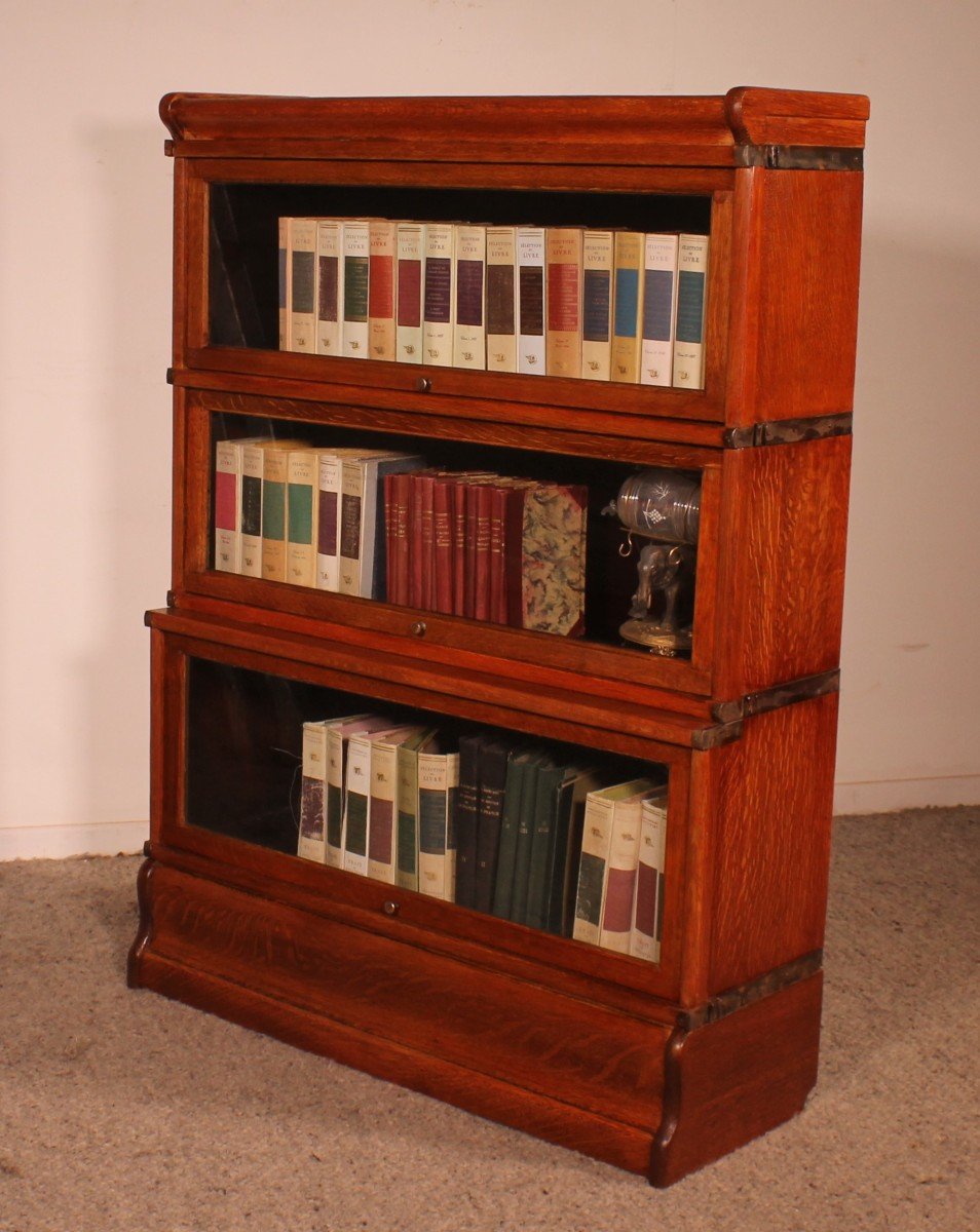 Globe Wernicke  Bookcase In Oak Of 3 Elements-photo-7