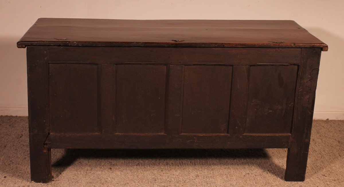 Oak Chest From 17th Century 4 Panels-photo-5