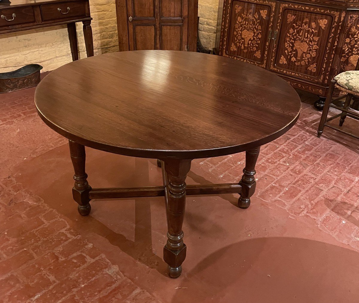 Round Oak Table Louis XIII Style-photo-2