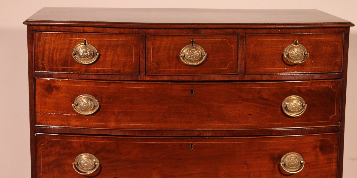 Bowfront Chest Of Drawers Regency Period In Mahogany  Circa 1800 -photo-2