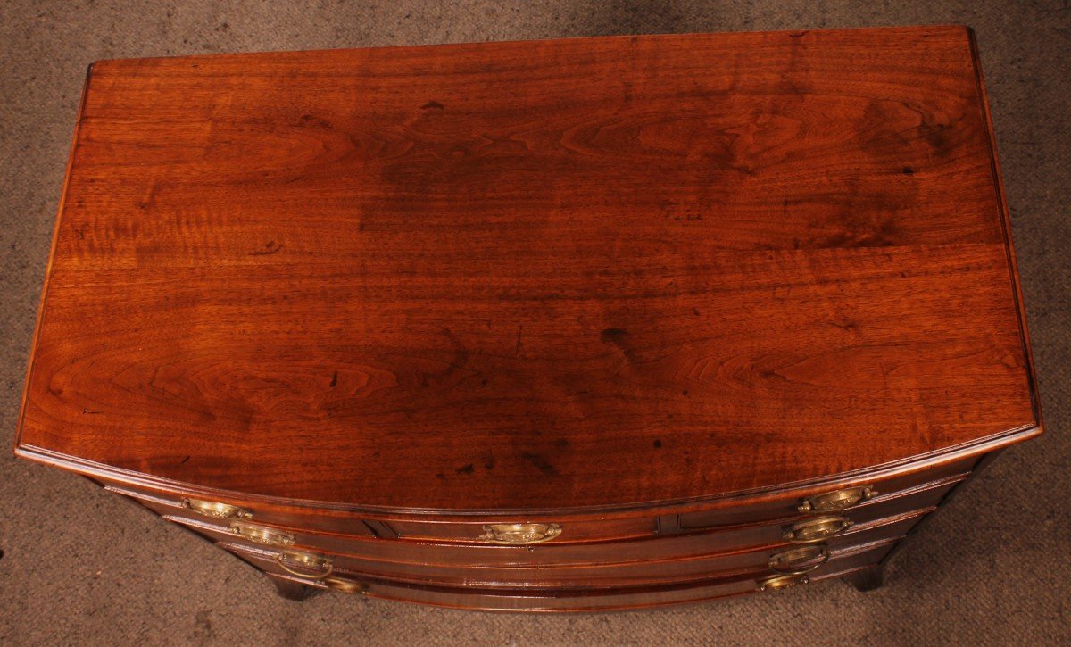 Bowfront Chest Of Drawers Regency Period In Mahogany  Circa 1800 -photo-6