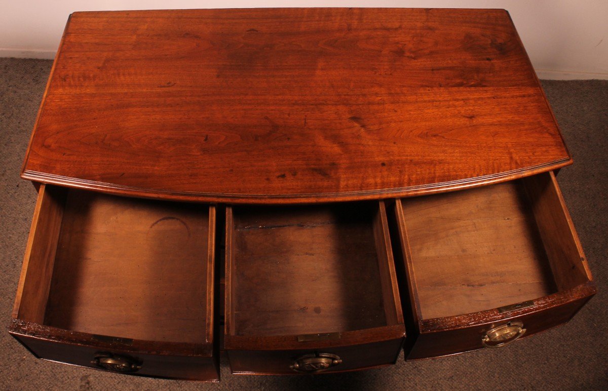 Bowfront Chest Of Drawers Regency Period In Mahogany  Circa 1800 -photo-8