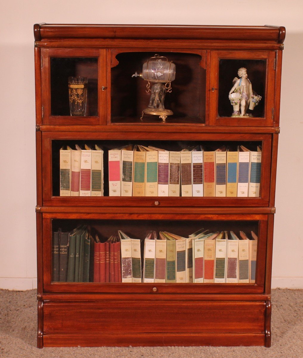 Globe Wernicke Bookcase In Mahogany Of 3 Elements With Small Cabinet-photo-2