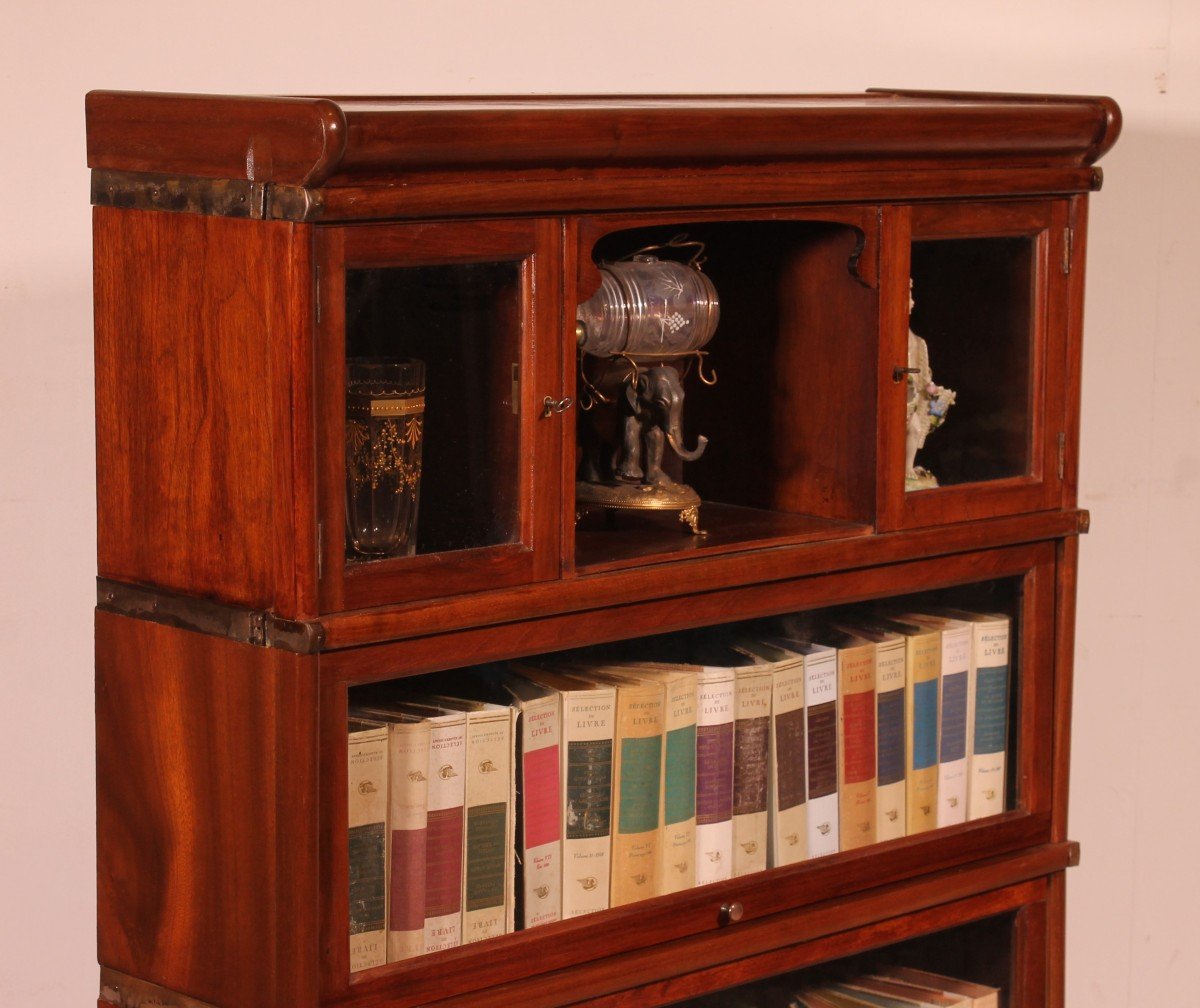 Globe Wernicke Bookcase In Mahogany Of 3 Elements With Small Cabinet-photo-4