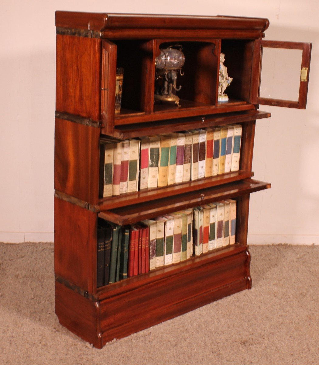 Globe Wernicke Bookcase In Mahogany Of 3 Elements With Small Cabinet-photo-2