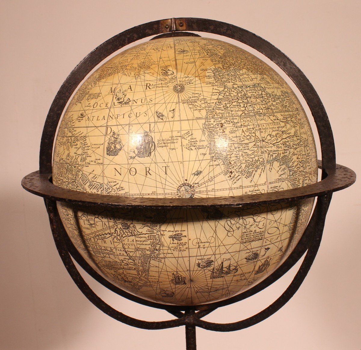 A Library Terrestrial Globe With Wrought Iron Base-photo-2