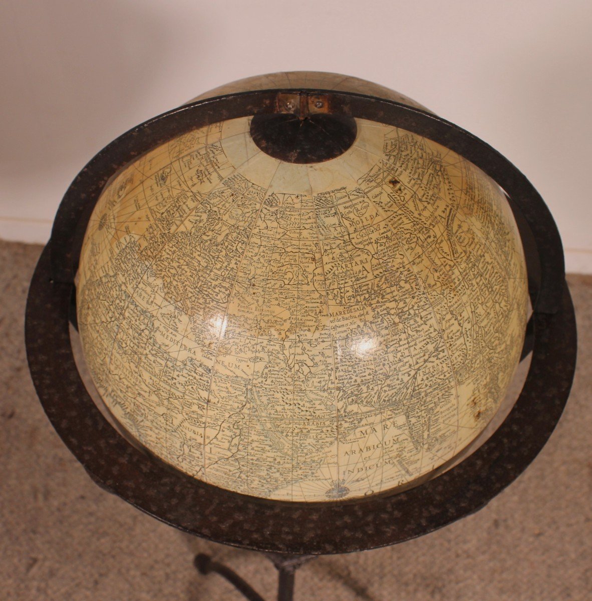 A Library Terrestrial Globe With Wrought Iron Base-photo-8