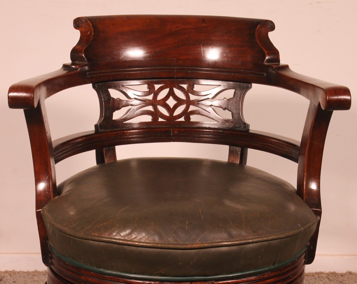 Victorian Mahogany Office Desk Armchair-19th Century-photo-4