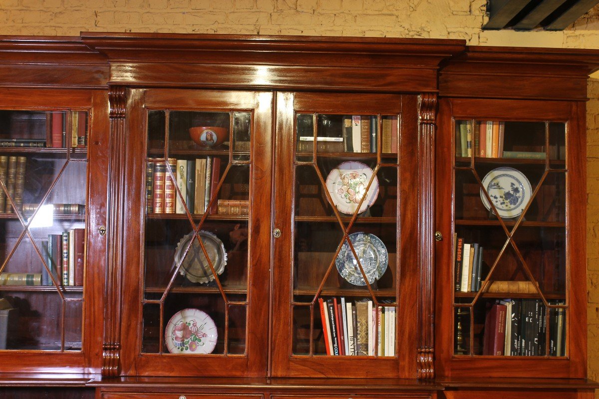 Important Mahogany Library Bookcase  From The 19th Century From England-photo-4