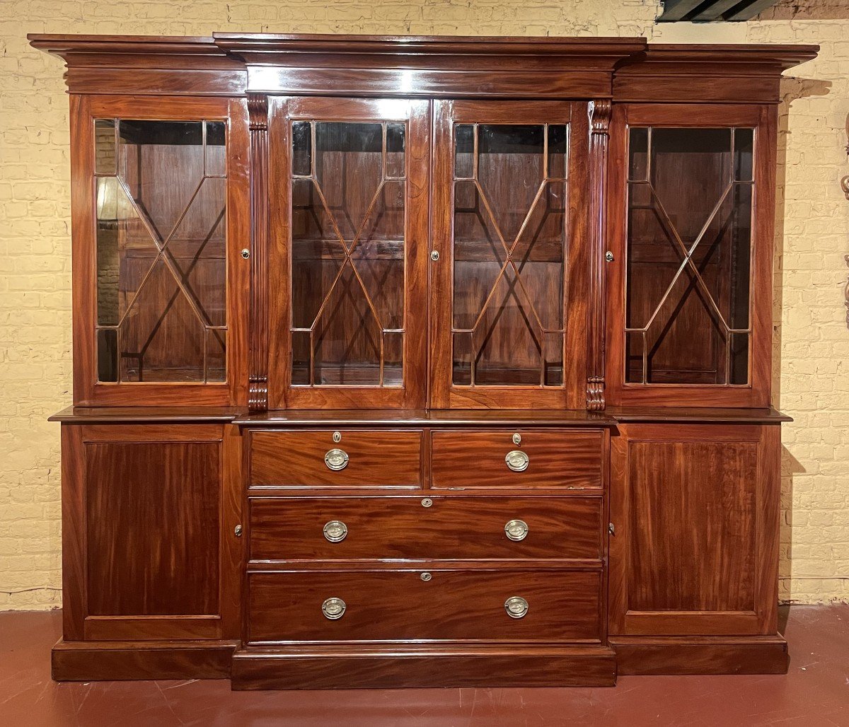 Important Mahogany Library Bookcase  From The 19th Century From England-photo-8