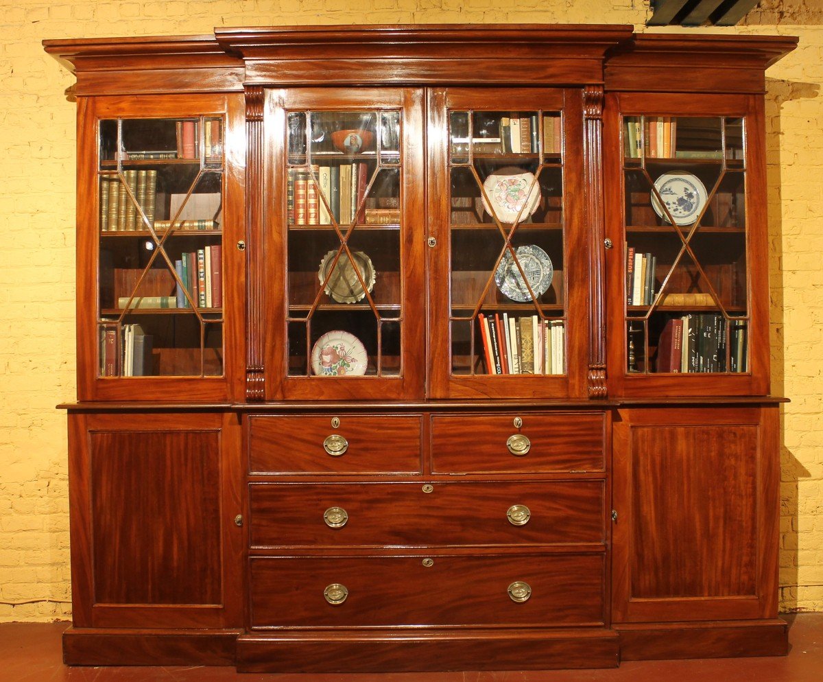 Important Mahogany Library Bookcase  From The 19th Century From England