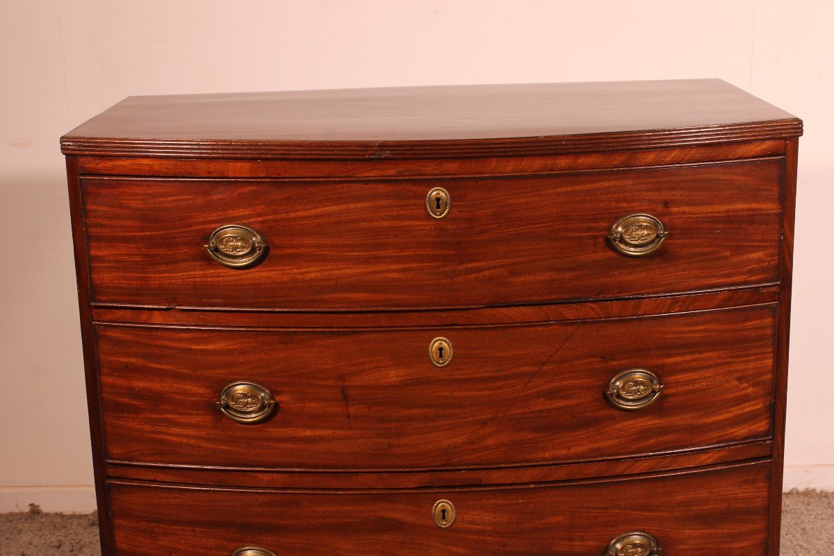 Small Bowfront Mahogany Chest Of Drawers Regency Period -photo-2