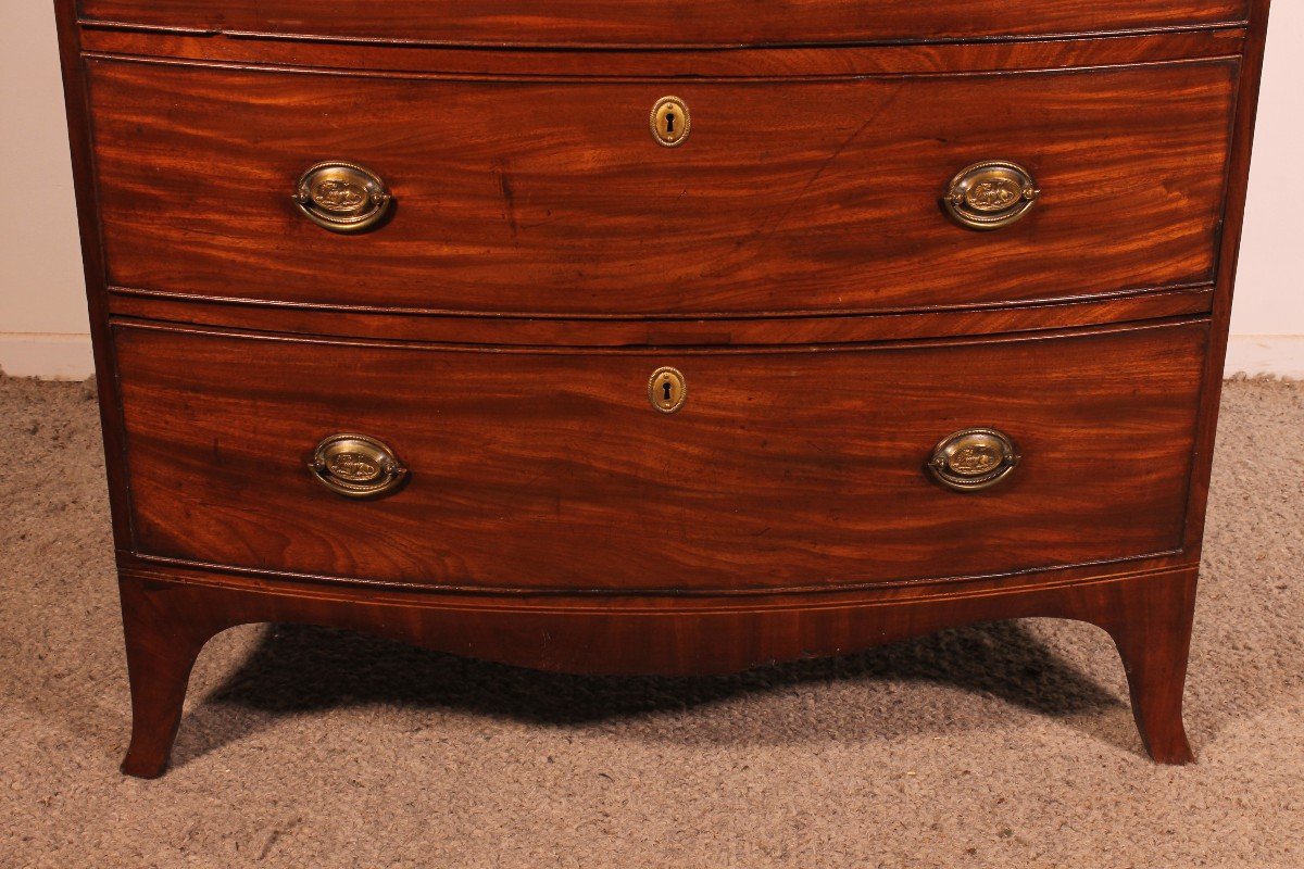 Small Bowfront Mahogany Chest Of Drawers Regency Period -photo-3