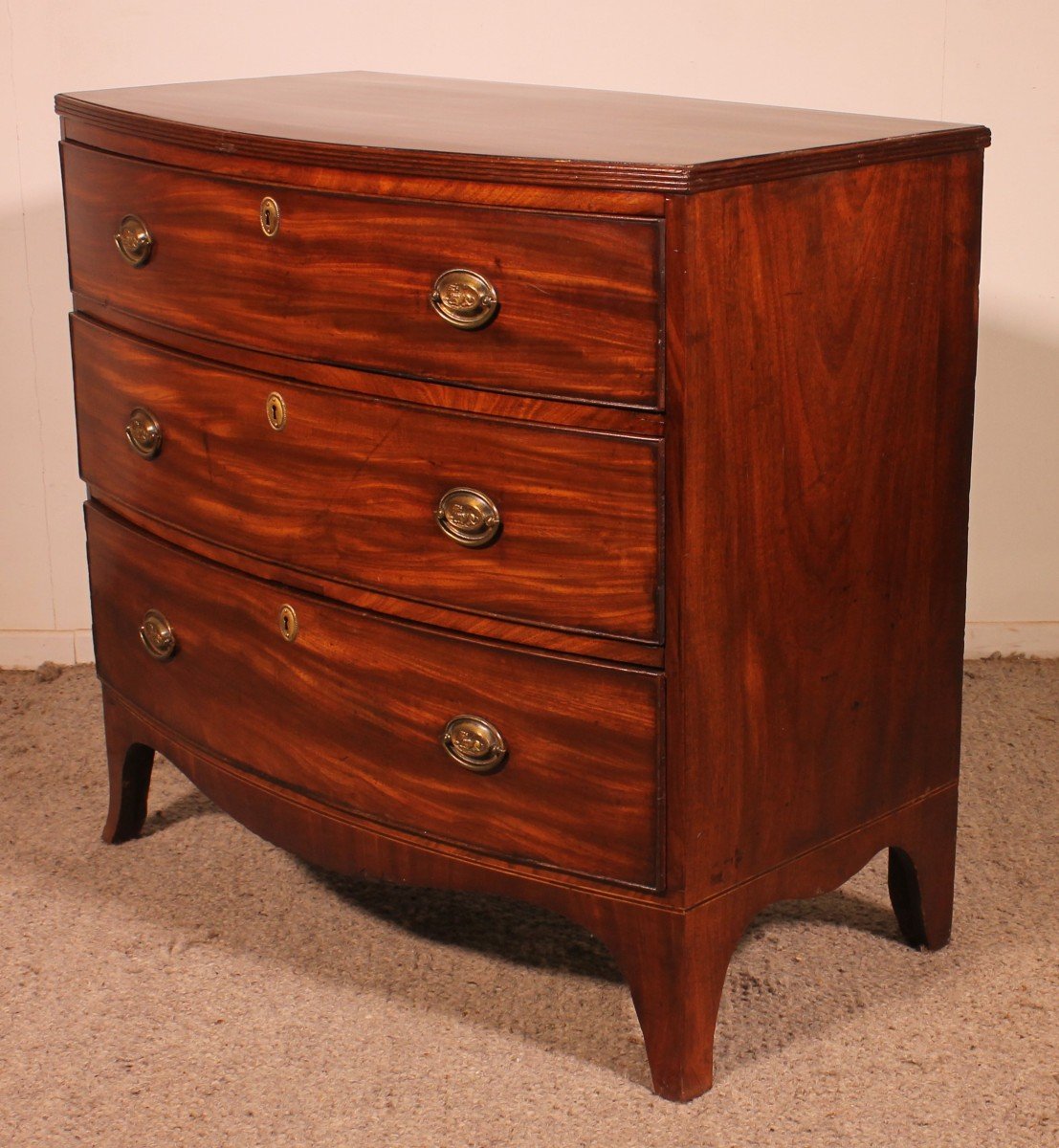 Small Bowfront Mahogany Chest Of Drawers Regency Period -photo-6