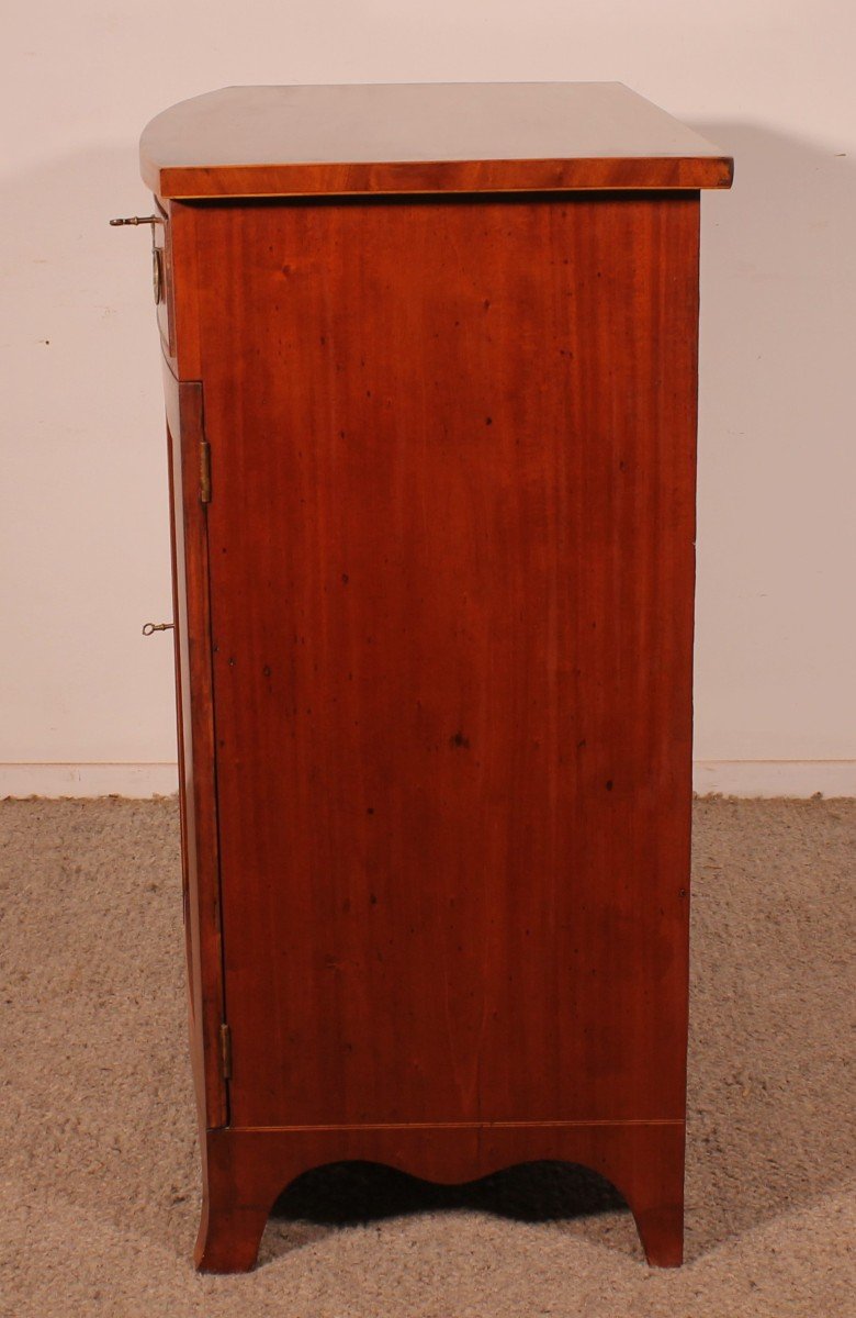 George III Sheraton Bowfront Buffet/ Side Cabinet In Mahogany-18th Century-photo-3