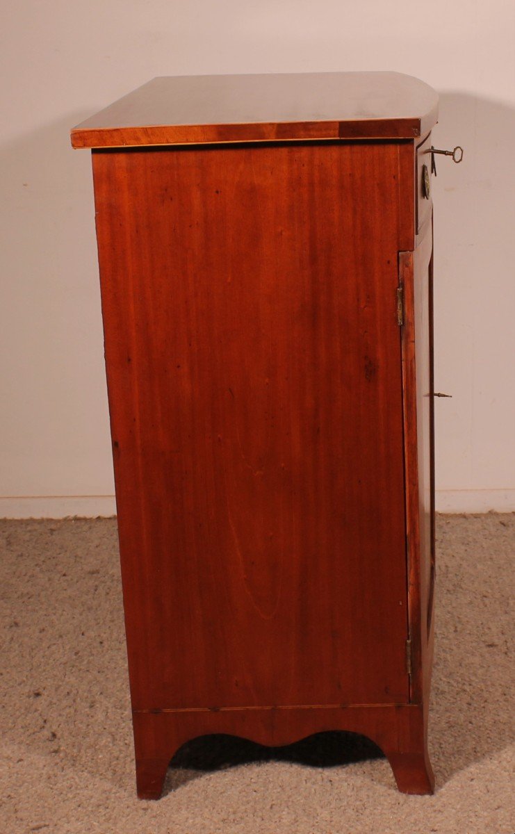 George III Sheraton Bowfront Buffet/ Side Cabinet In Mahogany-18th Century-photo-5