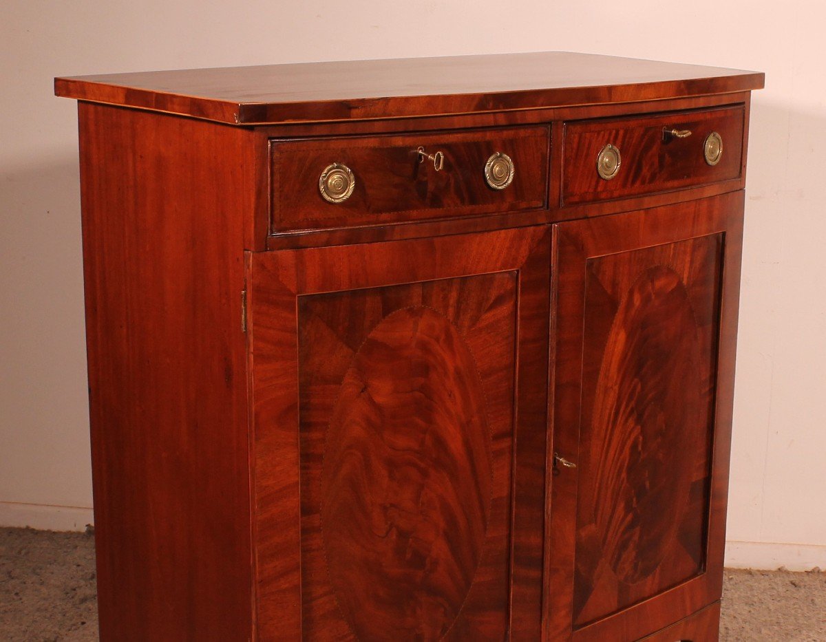 George III Sheraton Bowfront Buffet/ Side Cabinet In Mahogany-18th Century-photo-7