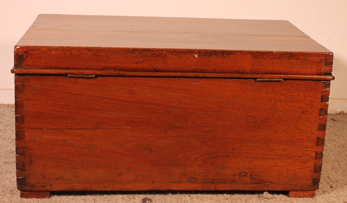 Small Teak Campaign Or Marine Chest - 19th Century-photo-3