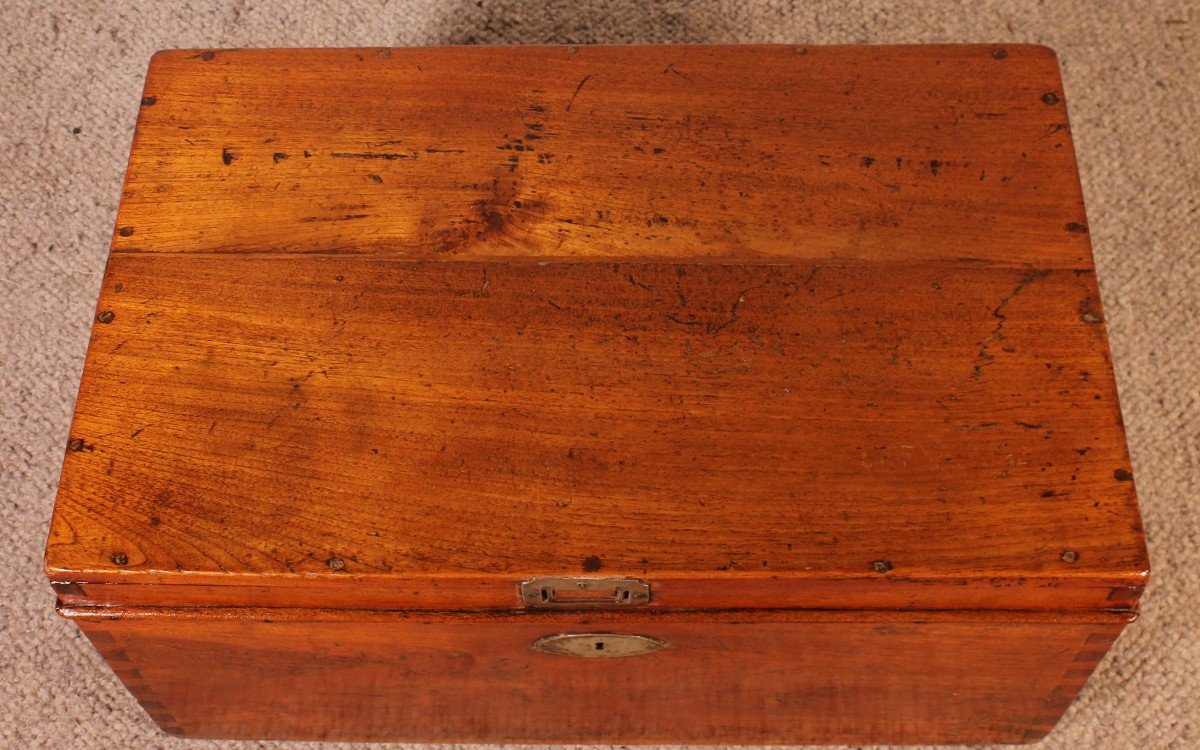 Small Teak Campaign Or Marine Chest - 19th Century-photo-6