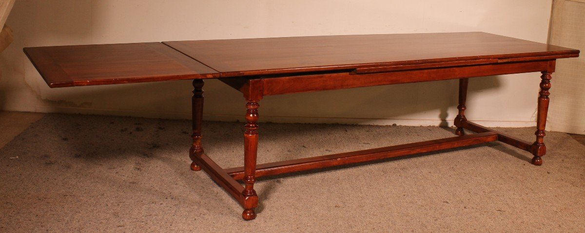 Large 4m Long Louis XIII Style Extending Table In Cherry Wood-photo-2