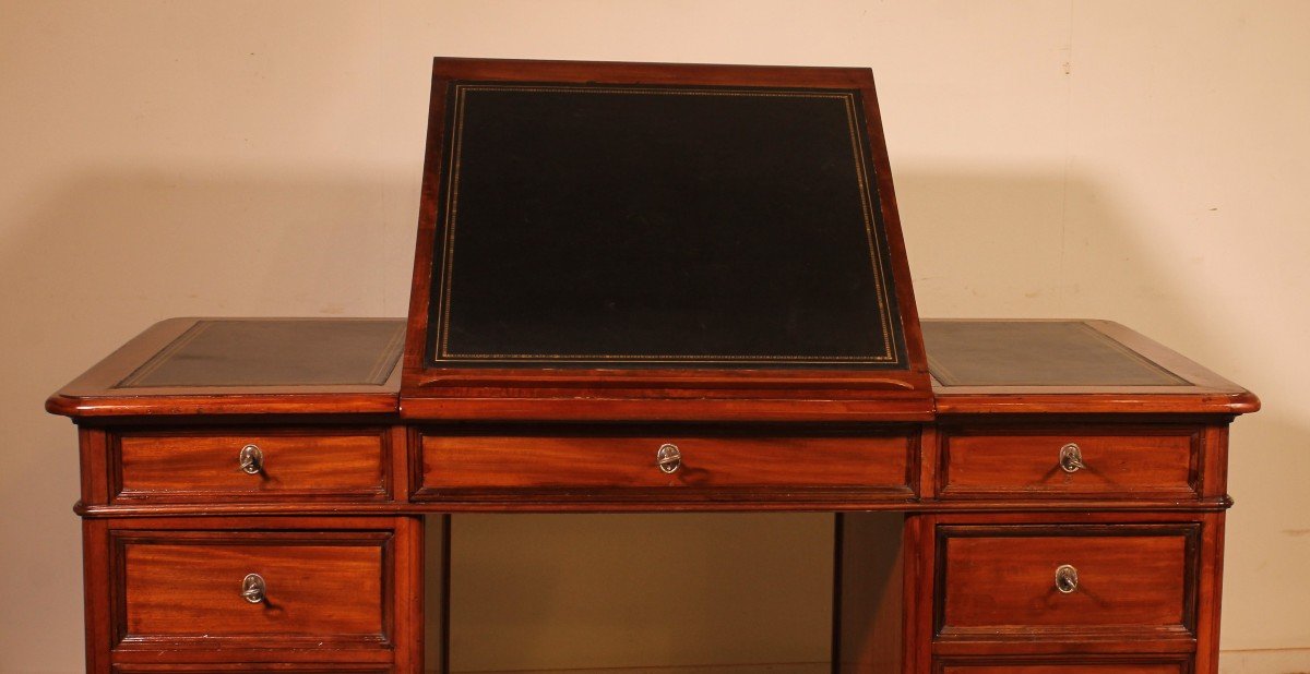 Mahogany Pedestal Desk From The 19th Century-photo-2