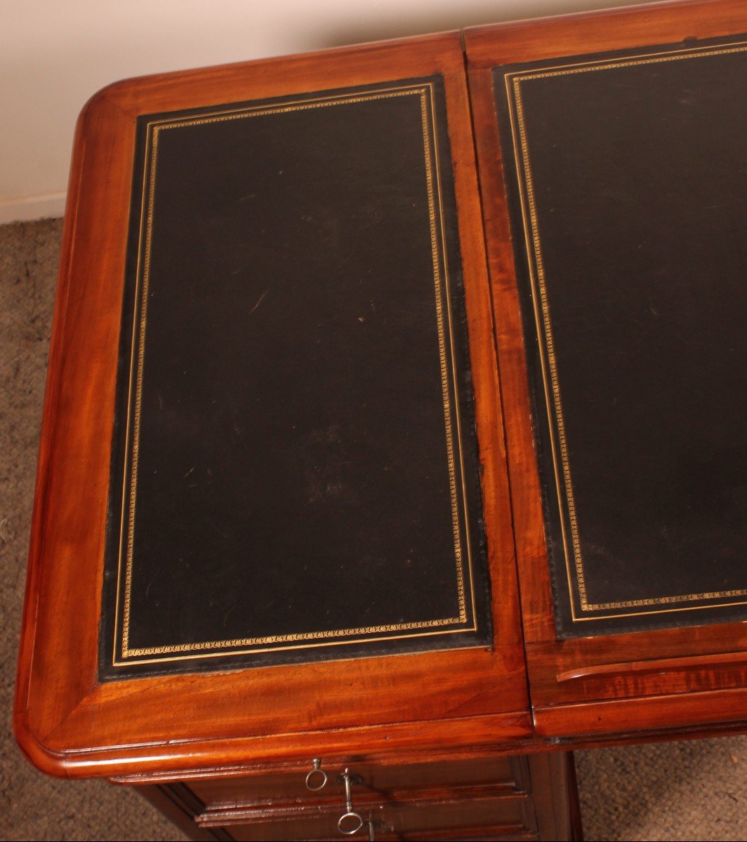 Mahogany Pedestal Desk From The 19th Century-photo-2