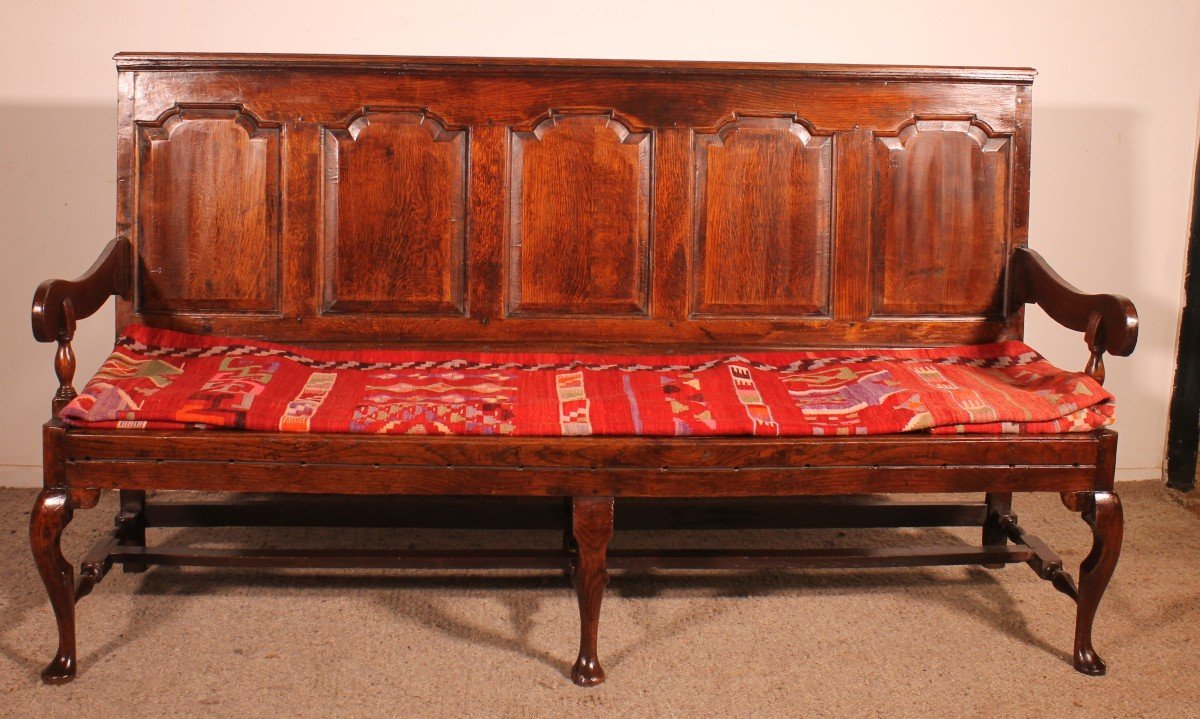 Chippendale Period Bench In Oak - 18th Century-photo-2