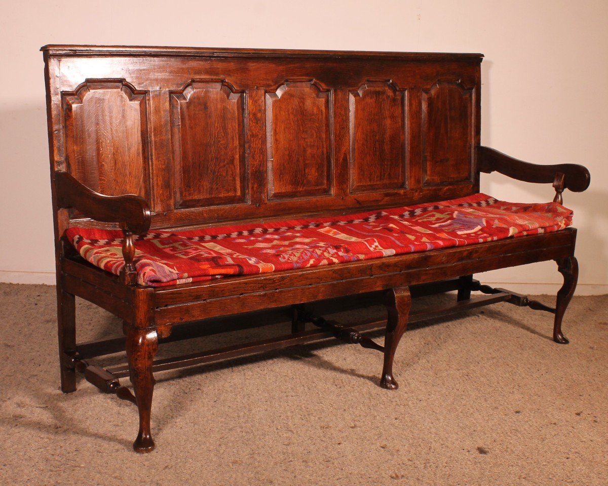 Chippendale Period Bench In Oak - 18th Century-photo-2