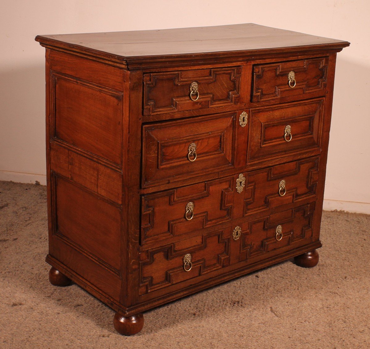 17th Century Jacobean Oak Chest Of Drawers-photo-1