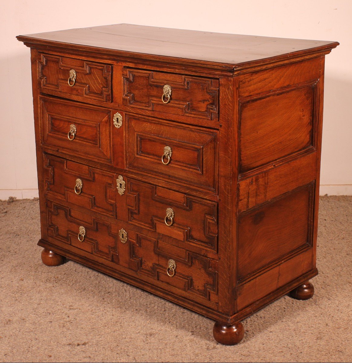 17th Century Jacobean Oak Chest Of Drawers-photo-6