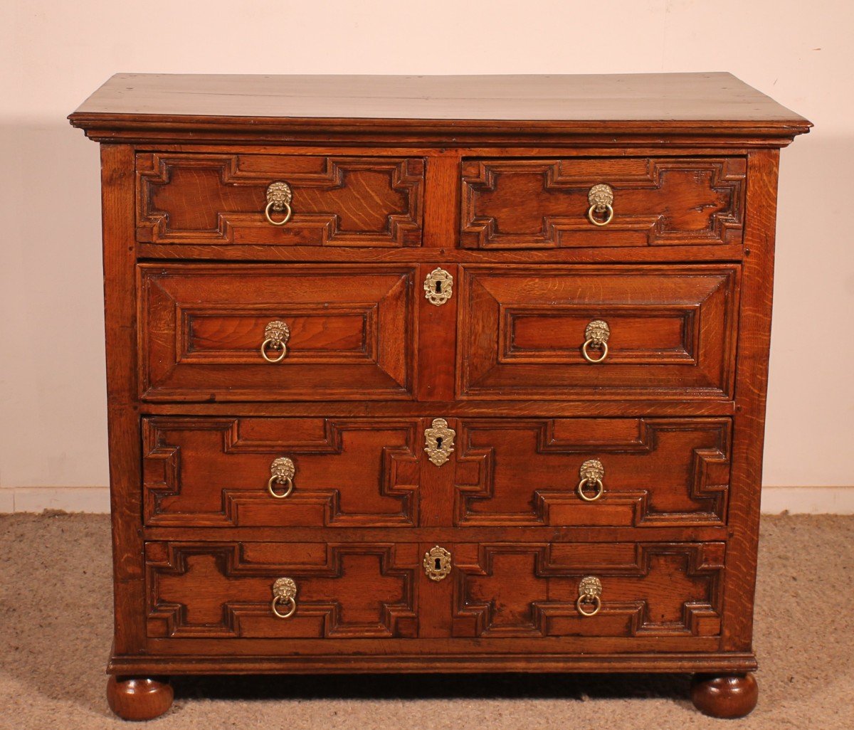 17th Century Jacobean Oak Chest Of Drawers