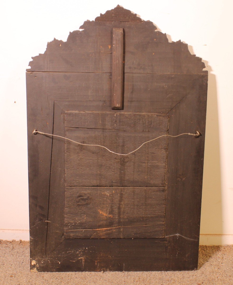 Mirror With Sculpted Coper And Ebony Wood Decoration - Early 19th Century-photo-8