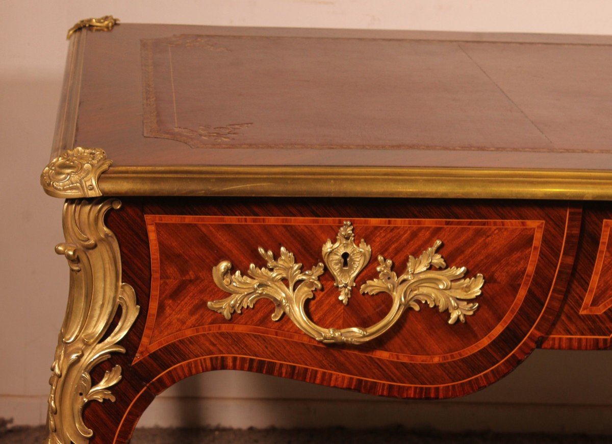 Bureau Plat De Style Louis XV En Bois De Rose-photo-3