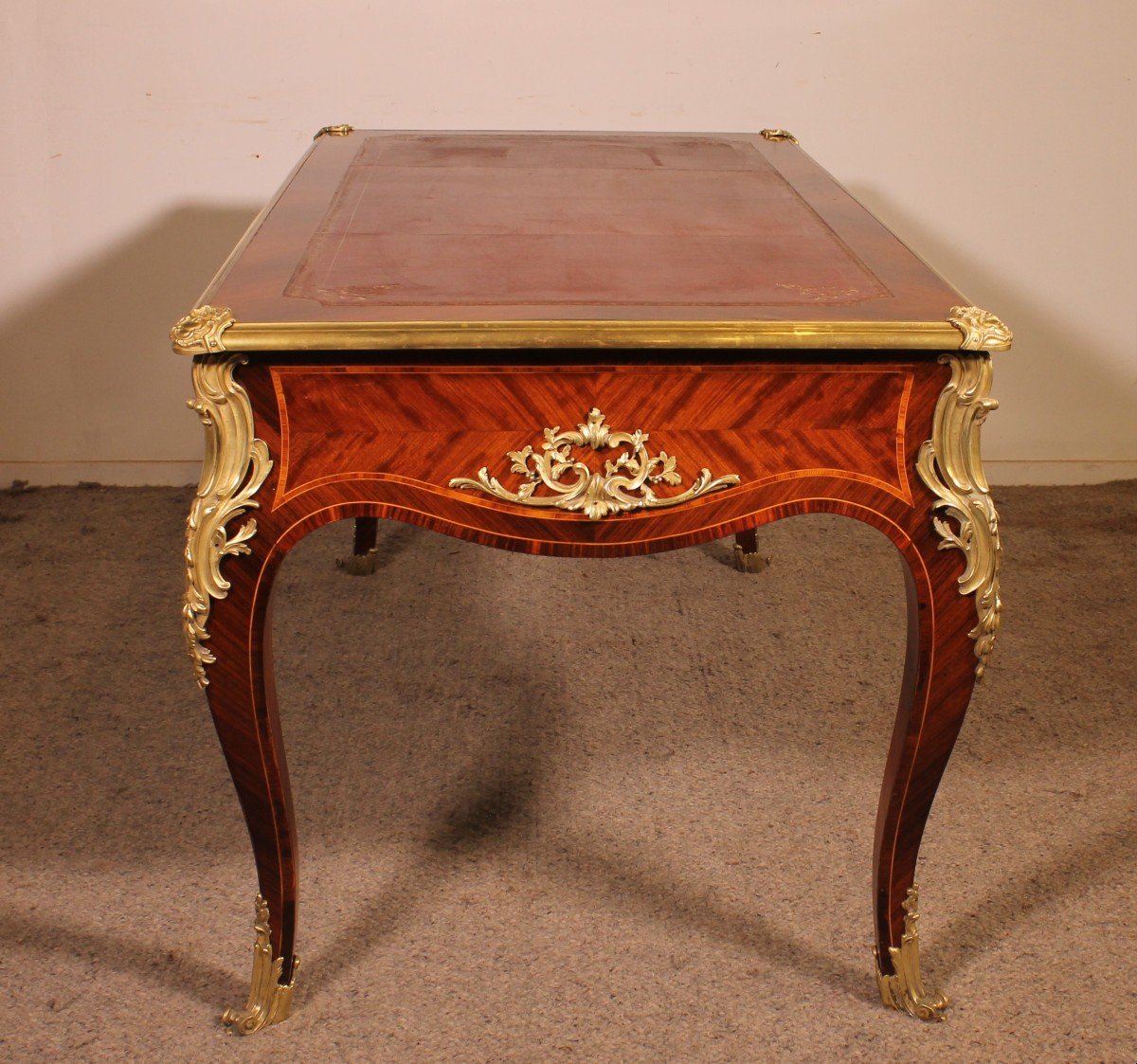 Bureau Plat De Style Louis XV En Bois De Rose-photo-5