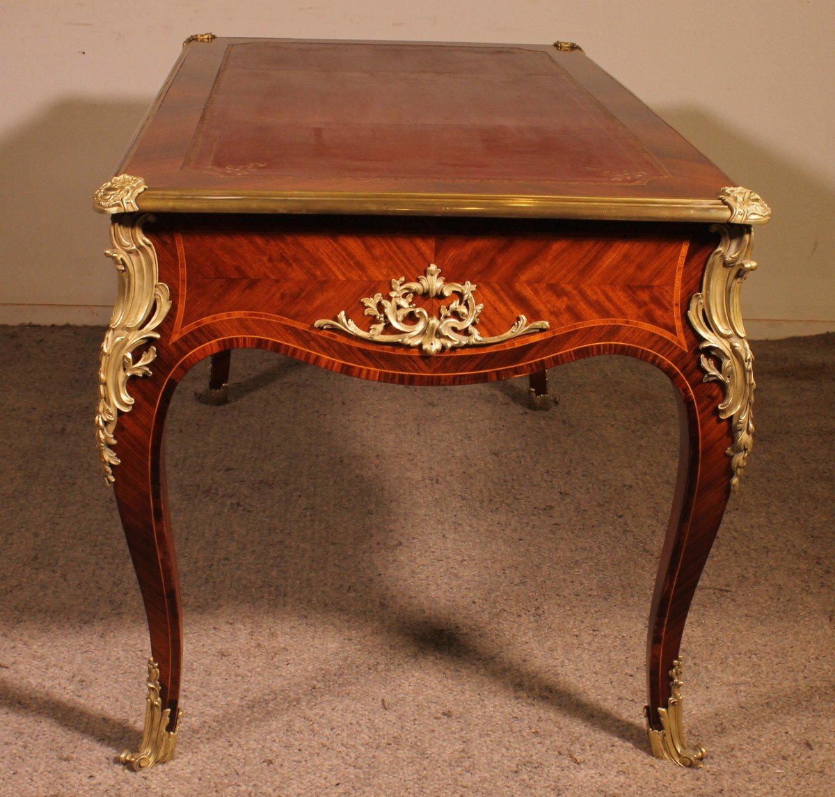 Bureau Plat De Style Louis XV En Bois De Rose-photo-7