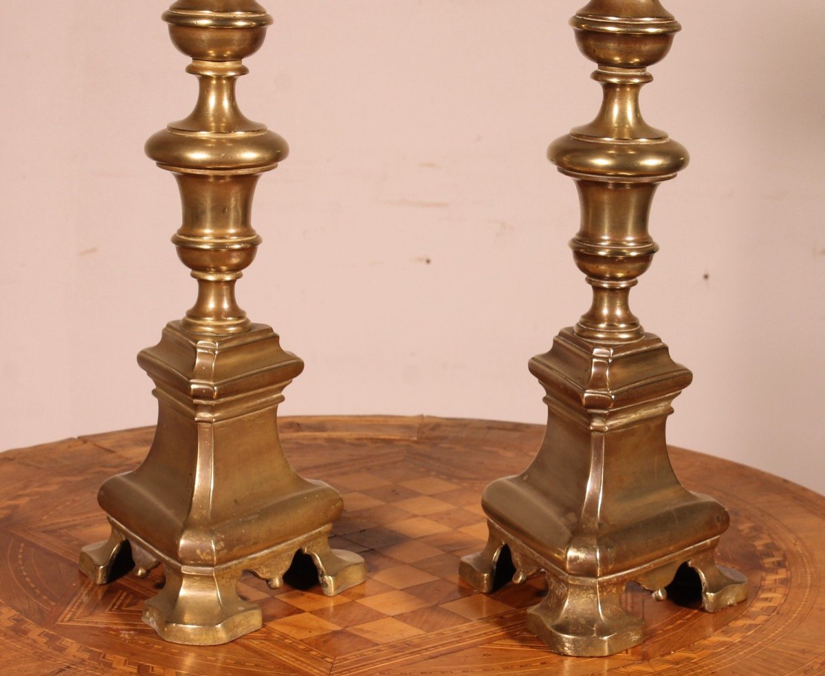 Pair Of Late 17th Century Italian Bronze Candlesticks-photo-2