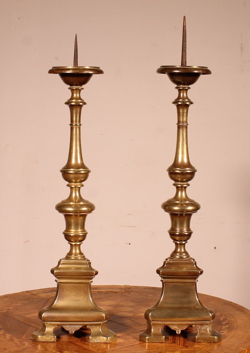 Pair Of Late 17th Century Italian Bronze Candlesticks