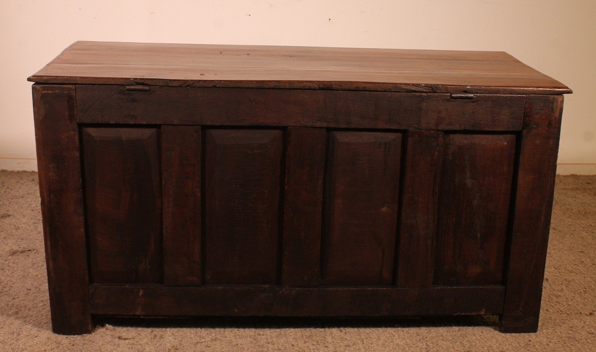 Oak Panneled  Chest With Inlays - 17th Century-photo-3