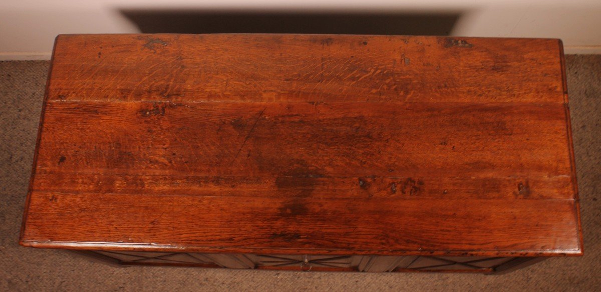 Oak Panneled  Chest With Inlays - 17th Century-photo-8