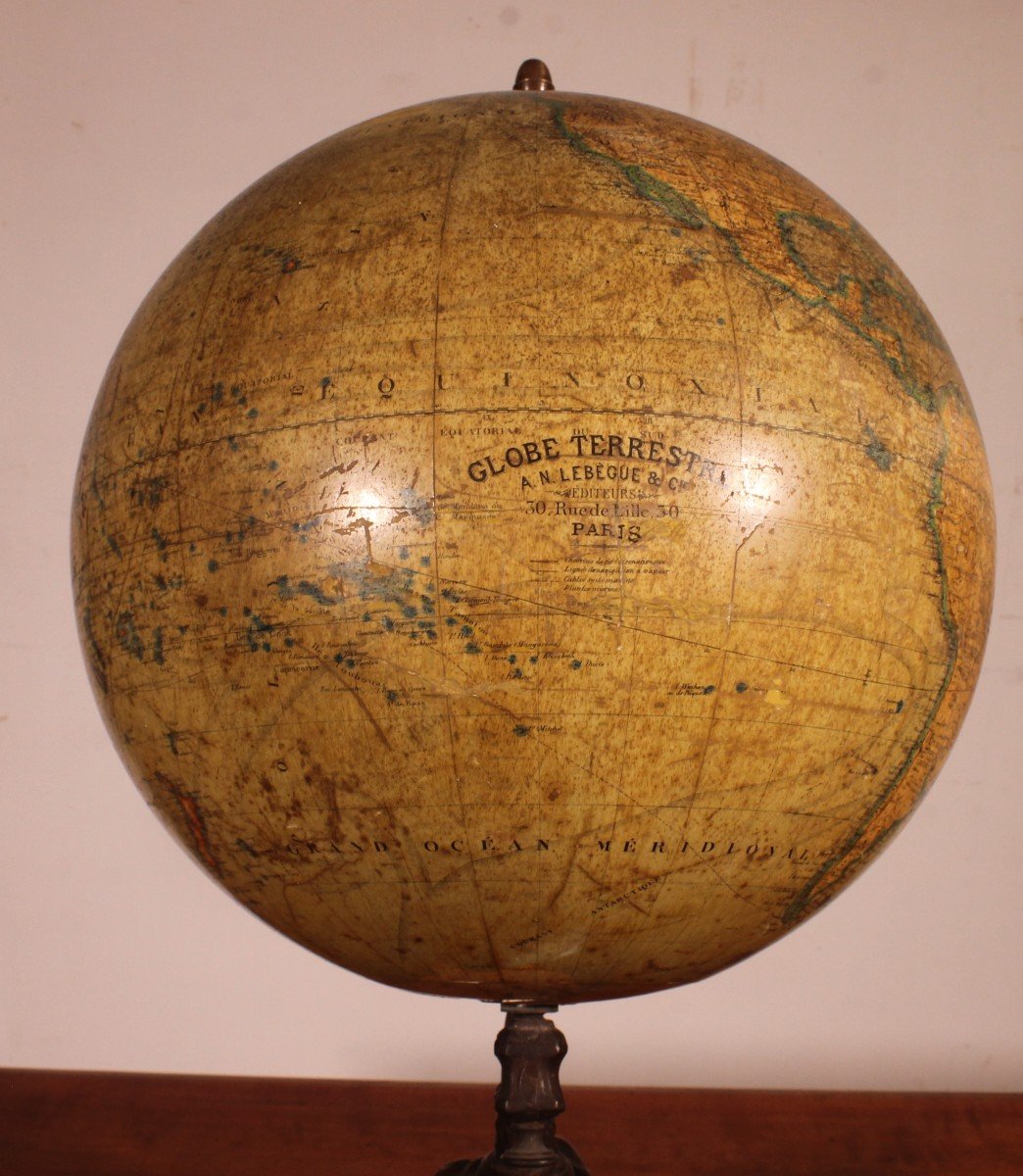 Terrestrial Globe By J.lebègue & Cie Paris Circa 1890-photo-2