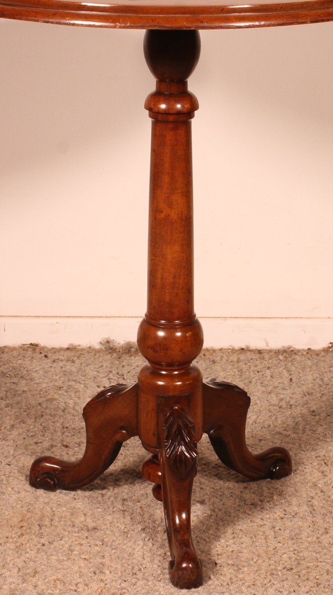 Small Tripod Table / Gueridon With A Checkerboard Top - 19th Century-photo-3