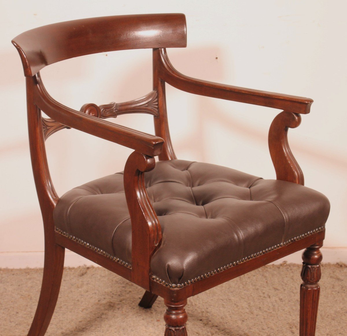 Fauteuil De Bureau En Acajou époque Regency Circa 1810-photo-2