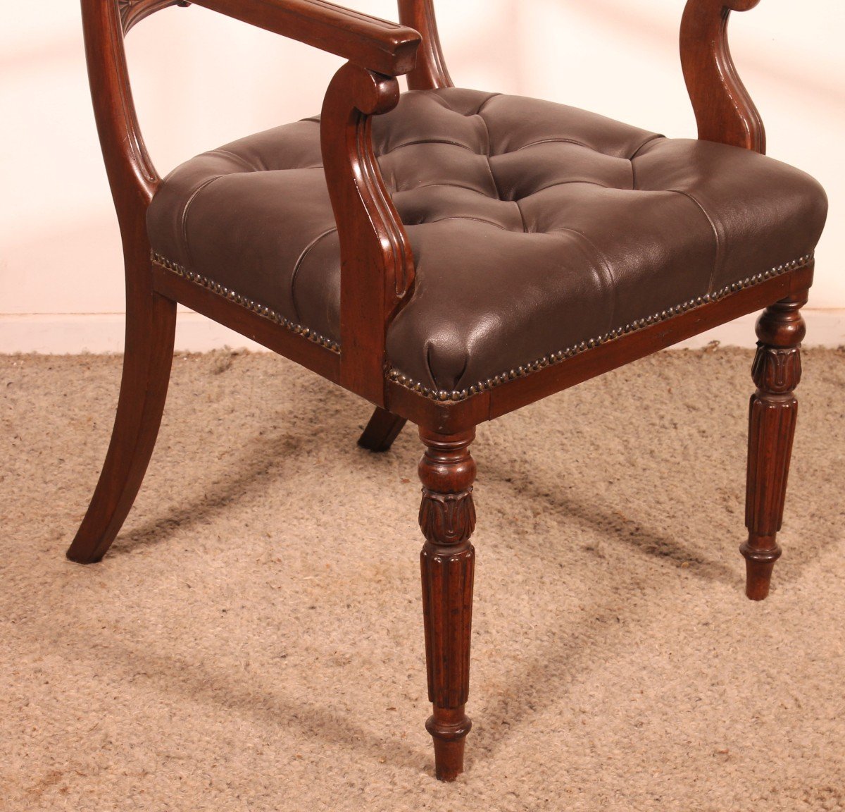 Regency Mahogany Desk Chair / Armchair Circa 1810-photo-3