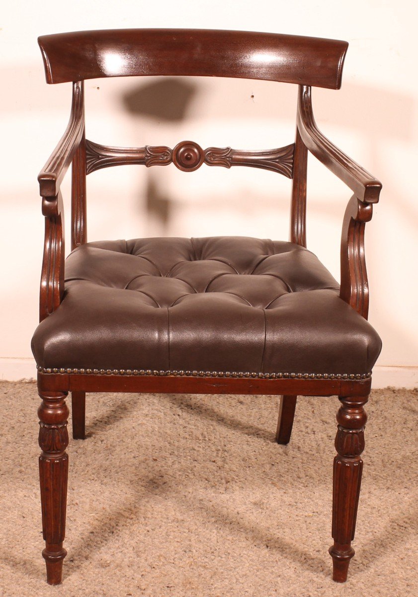 Regency Mahogany Desk Chair / Armchair Circa 1810-photo-4