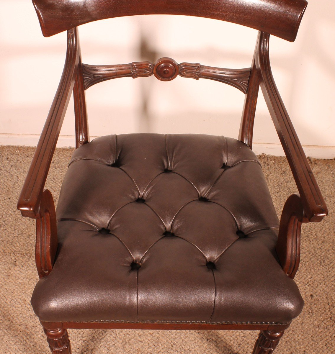 Fauteuil De Bureau En Acajou époque Regency Circa 1810-photo-2