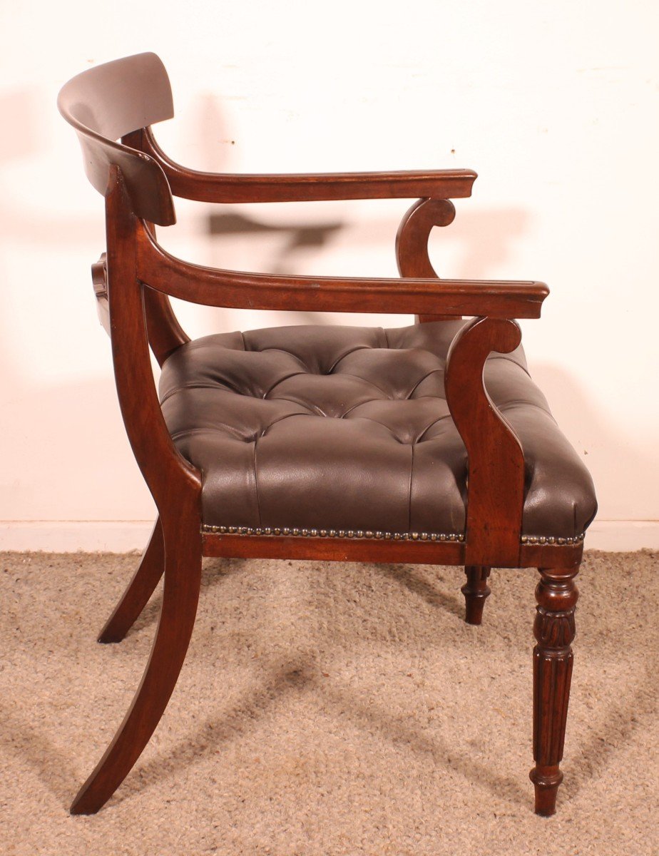 Regency Mahogany Desk Chair / Armchair Circa 1810-photo-4