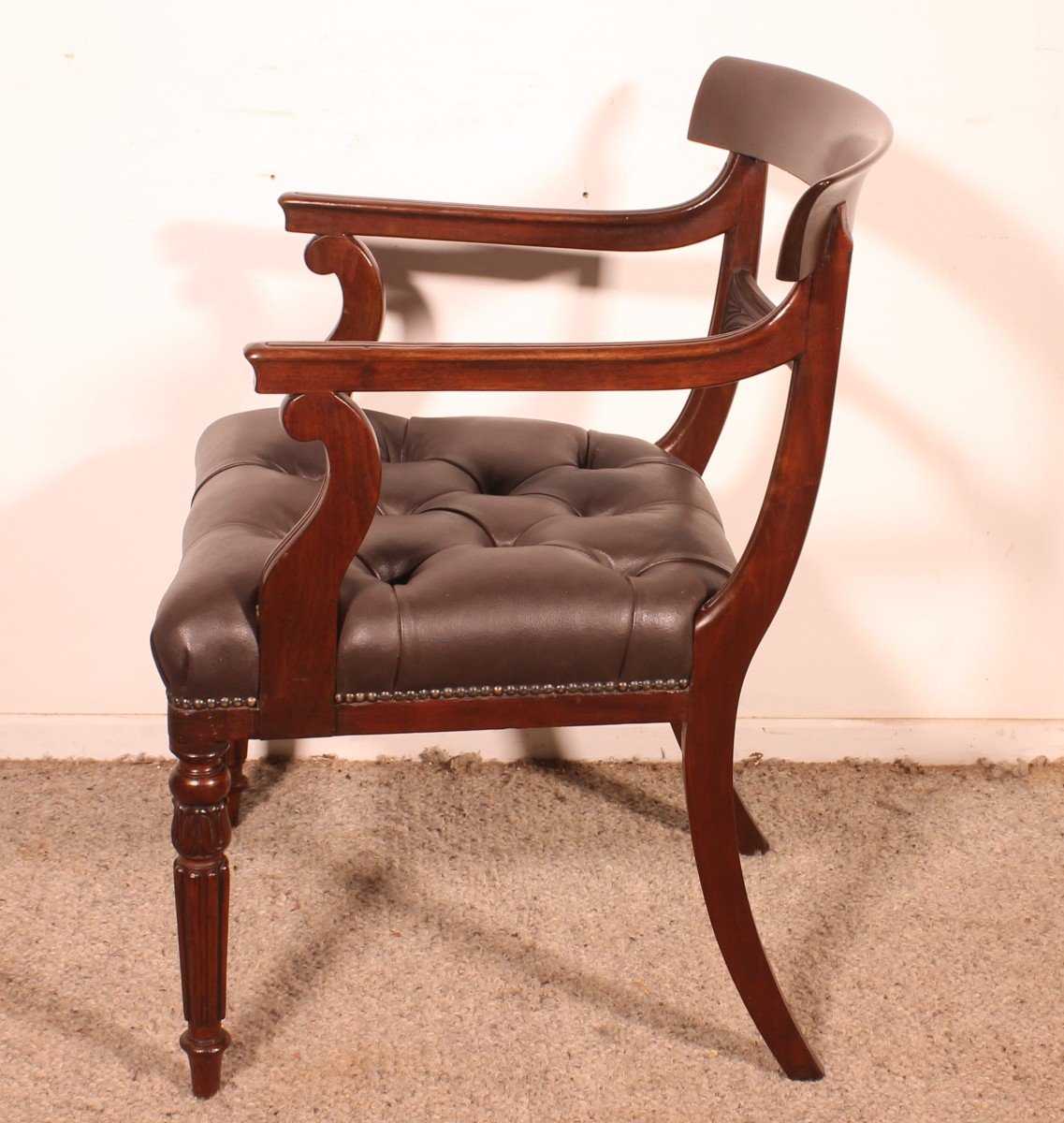 Regency Mahogany Desk Chair / Armchair Circa 1810-photo-6