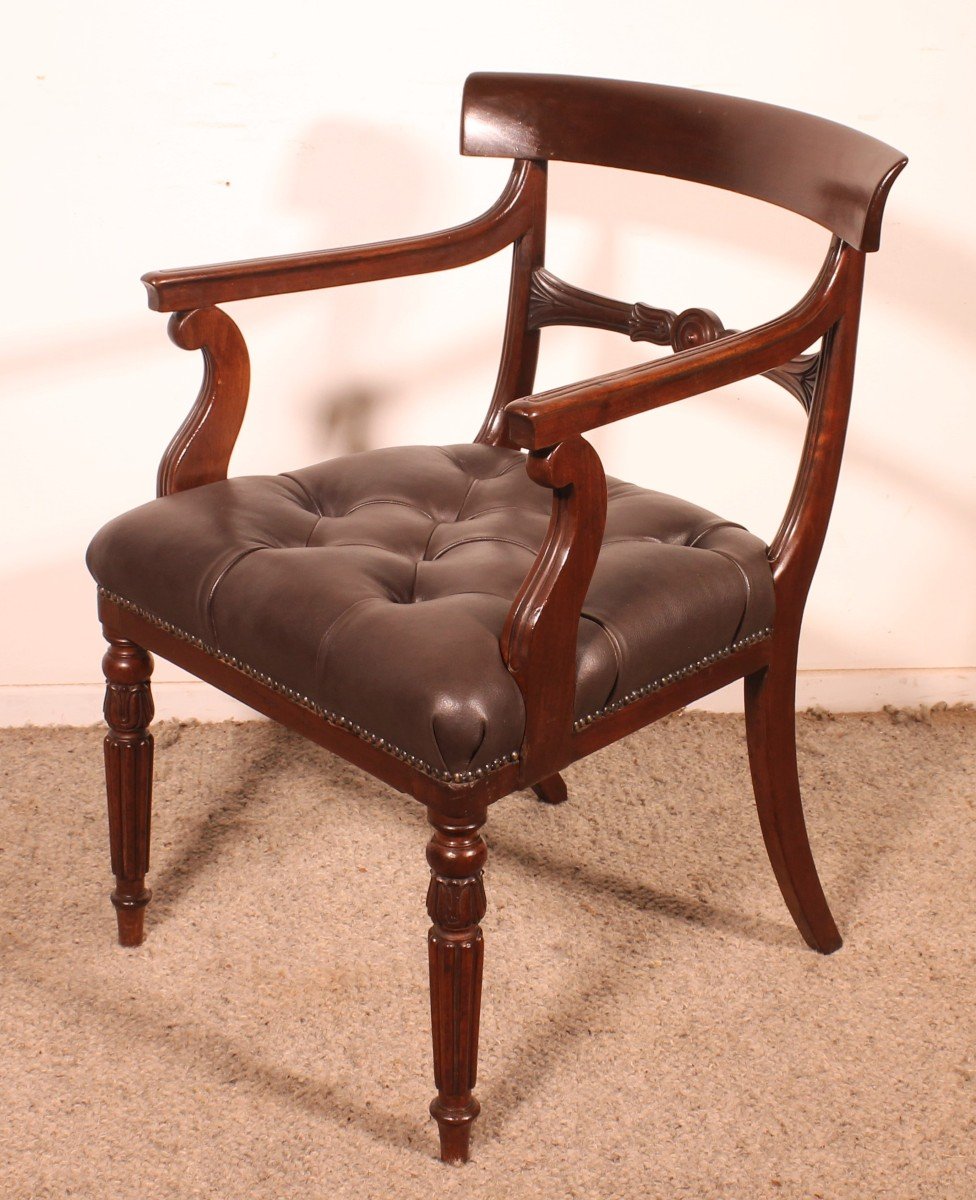 Regency Mahogany Desk Chair / Armchair Circa 1810-photo-7