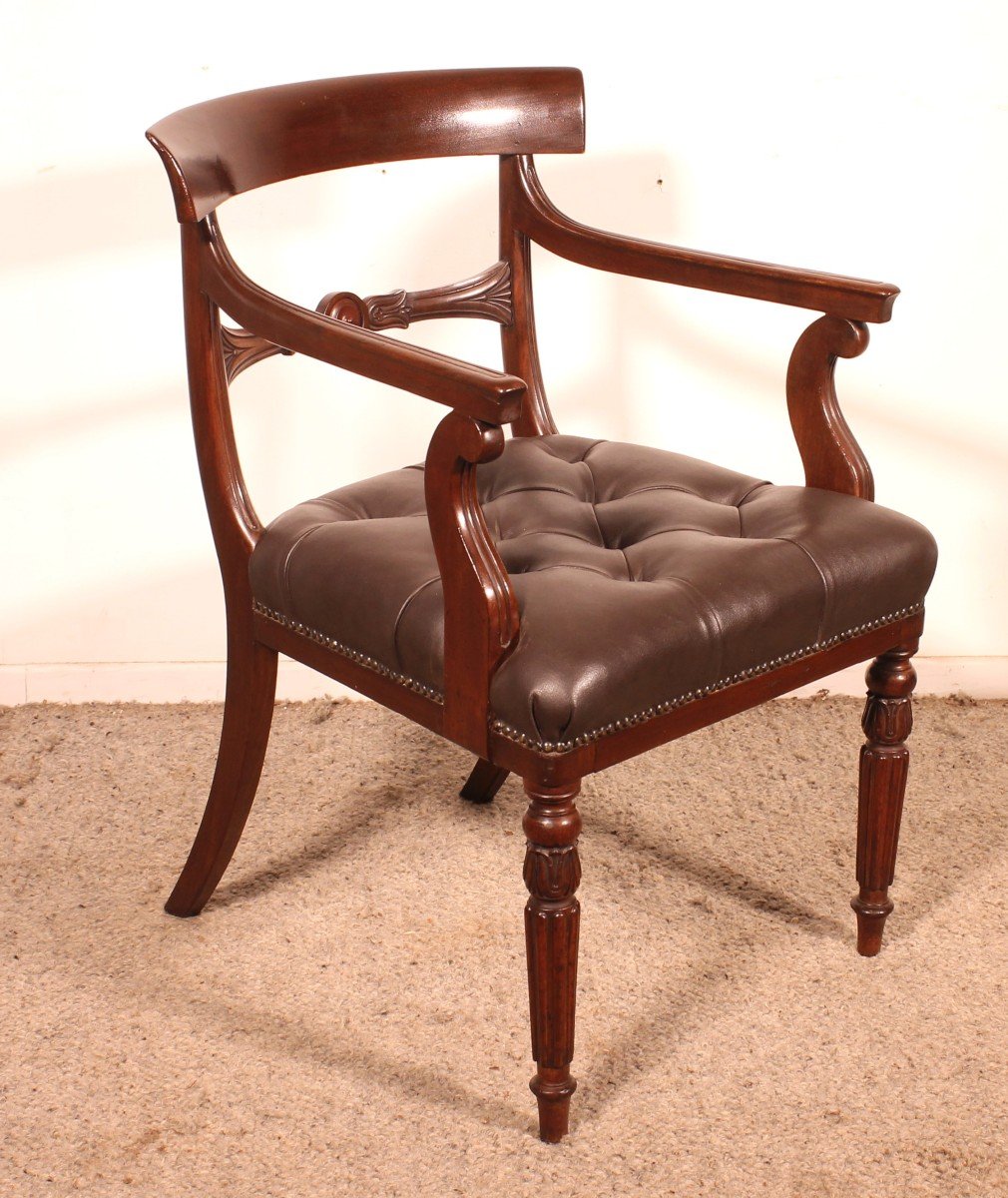 Fauteuil De Bureau En Acajou époque Regency Circa 1810