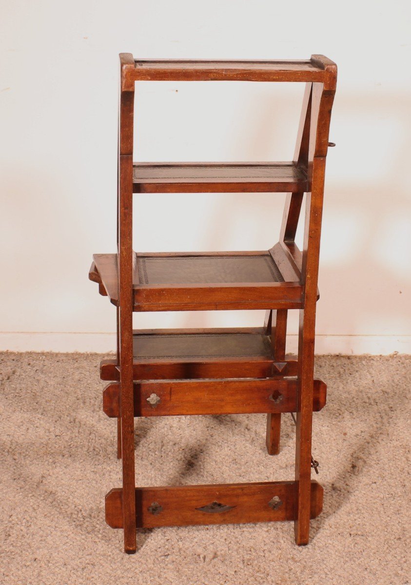 Library Stepladder Transformable Into Chair - 19th Century-photo-2